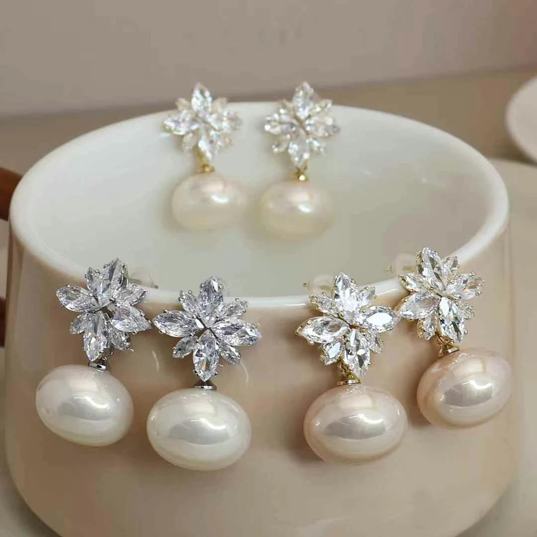 Women Star Rhinestone Imitation Pearl Medium Drop Earring Trendy Elegant Glamorous High Quality Bulk Daily Jewelry Accessories