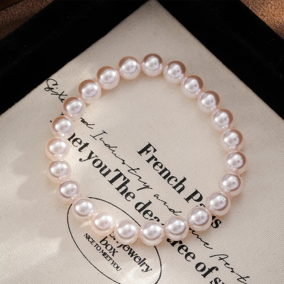 Women 10 MM 8MM 6MM Pink White Glass Pearl Bracelet Elegant Simple Mixed Order Accepted in Stock Jewelry for Female Daily Life