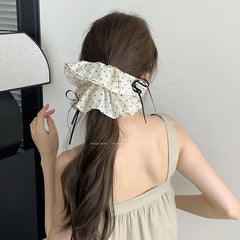 Girls' Elegant Hair Accessories French Style  Polo Dot Bowknot Hair Ring Gentle Large Hair Ties Vintage High Quality Scrunchies