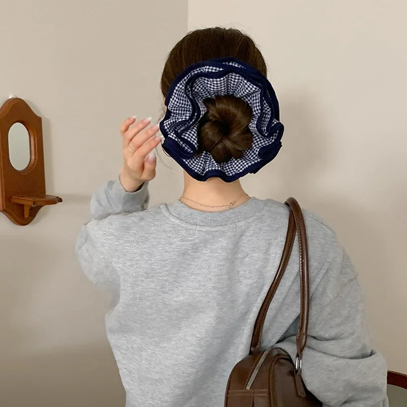 Women Simple Plaid Multi Layer Hair Ties for Girls Elegant Sweet Cute Scrunchies for Ladies Hair Accessories Chinese Supplier