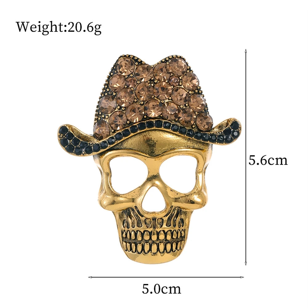 Fashion Skull Skeleton Gothic Brooches for Girls Trendy Stylish Glamorous Charms Pins Jewelry for Women Ladies Accessories