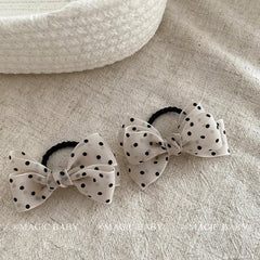 Girly Aesthetic Bowknot Dots Solid Colored Elastic Scrunchies Fashion Sweet Ponytail Holder Kids in Stock Hair Ties Accessories