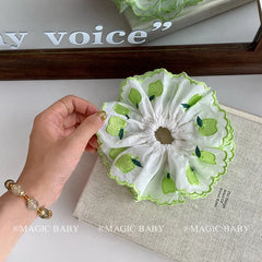 Sweet Cute Green Apple Fashion Scrunchies Elegant Hair Ties for Baby Girls Kids and Teenagers Green Fruit Accessories