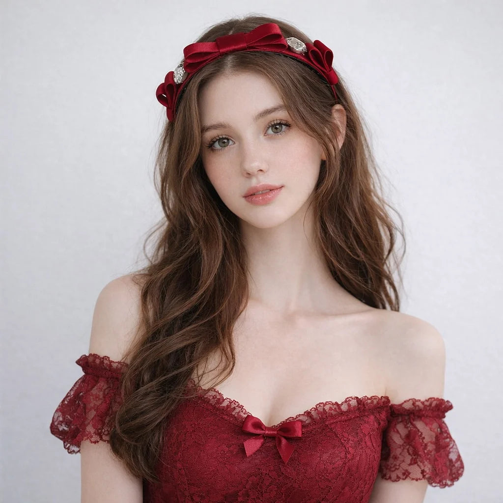 Fashion Glitter Solid Color Bowknot Head Band for Girls Sweet Cute Hair Band for Women Ladies Hair Accessories in Stock Chic