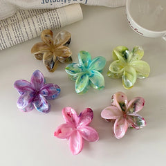 Solid Color Hawaii Style Flower Hair Claw Clips for Women & Girls Trendy Sweet Fashion Hair Accessories for Daily Use