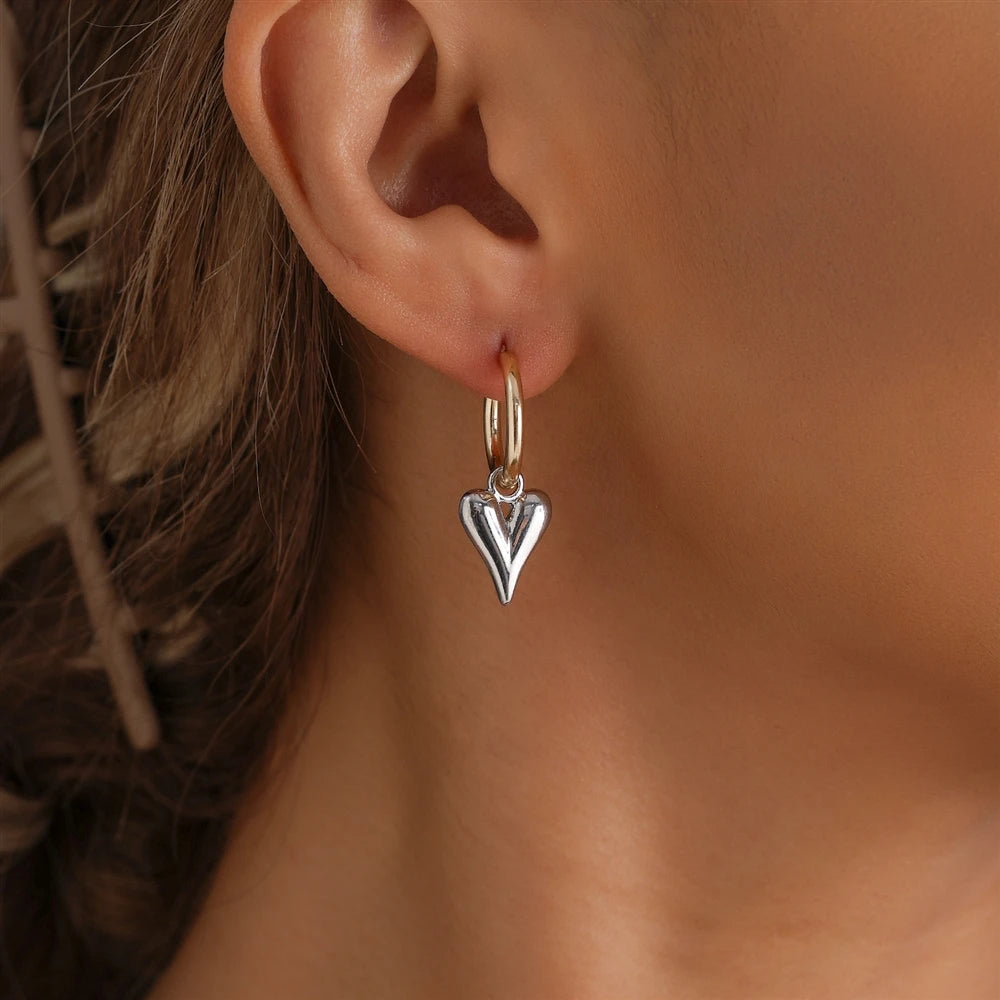 Fashion Simple Heart Shaped Sweet Stylish Drop Earrings for Girl Trendy Glamorous Jewelry for Women Ladies Accessories Wholesale
