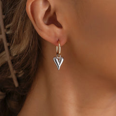 Fashion Simple Heart Shaped Sweet Stylish Drop Earrings for Girl Trendy Glamorous Jewelry for Women Ladies Accessories Wholesale
