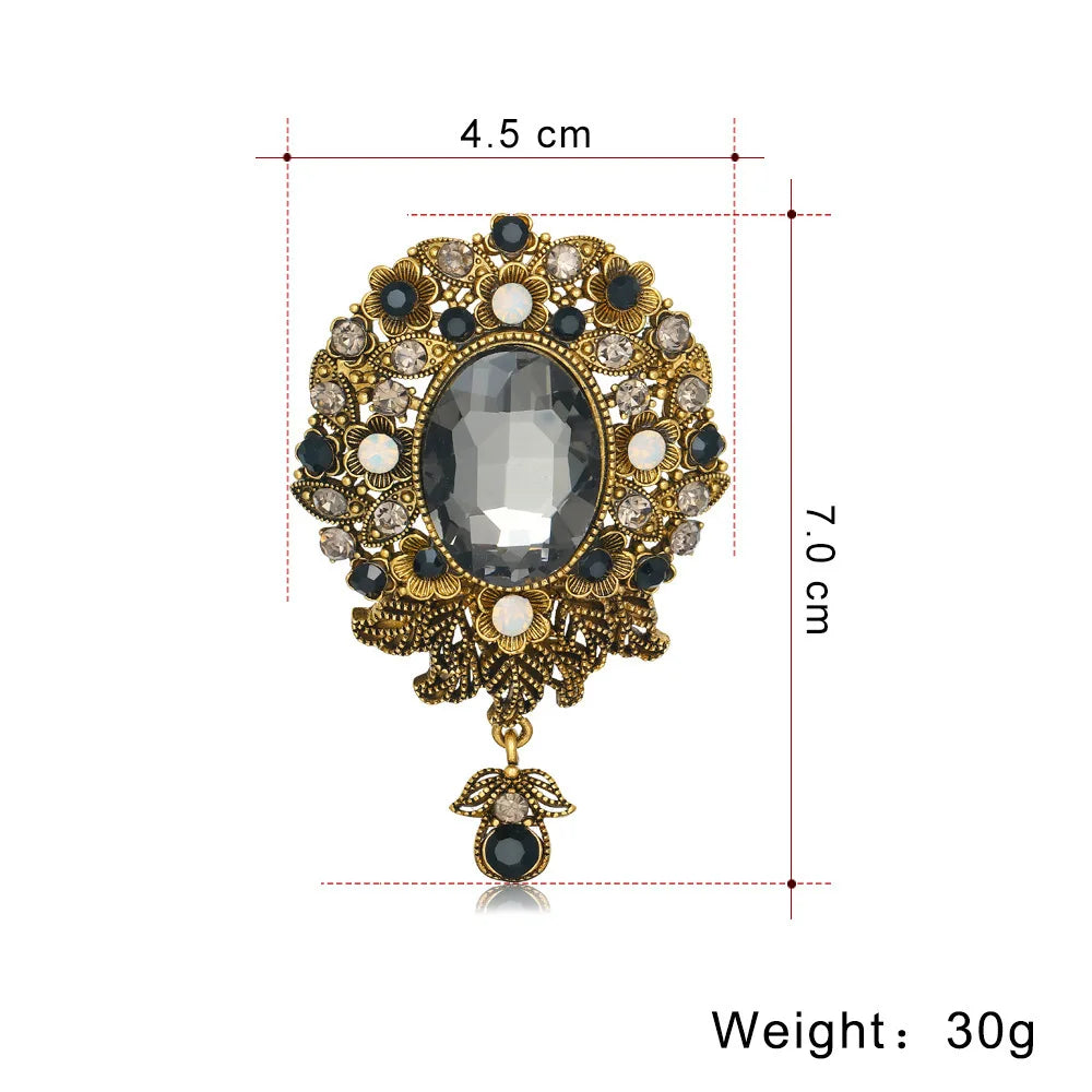 Fashion Flowers Glitter Sparkle Rhinestone Brooches for Girls Dainty Retro Vintage Fine Jewelry for Women Ladies Accessories