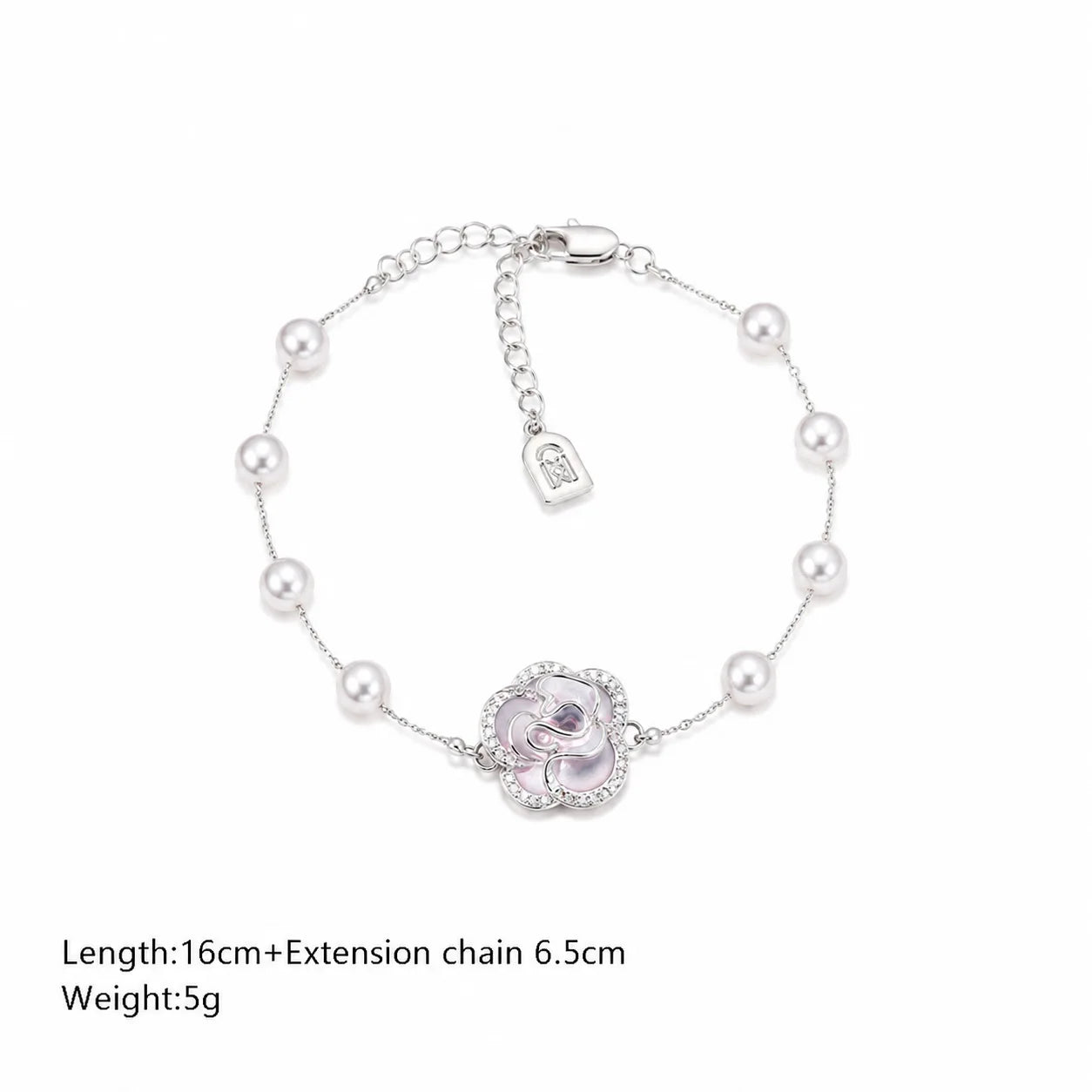 Fashion Cubic Zirconia Copper White K Plated Flower Bracelets for Girls Pearl Jewelry for Women Ladies Wholesale Bulk Sweet