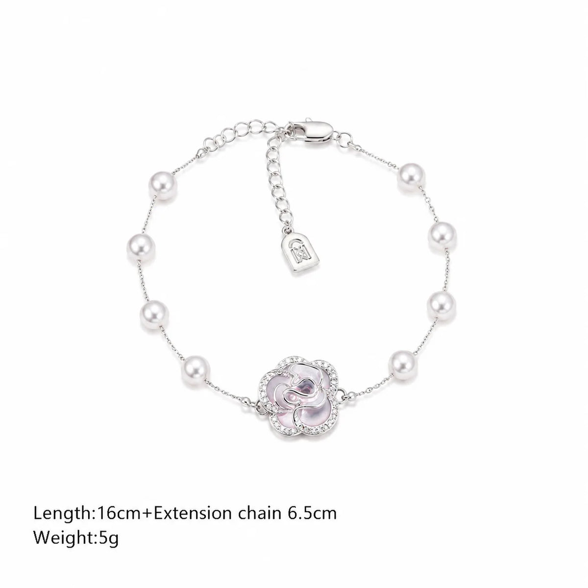 Fashion Cubic Zirconia Copper White K Plated Flower Bracelets for Girls Pearl Jewelry for Women Ladies Wholesale Bulk Sweet