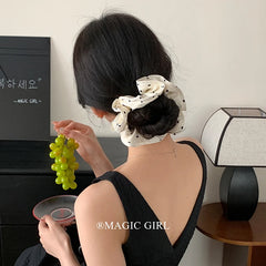 Elegant Vintage Scrunchies Girls Chic Hair Ties Solid Color Dot Accessory for Women Fashionable Chic Hair Accessories