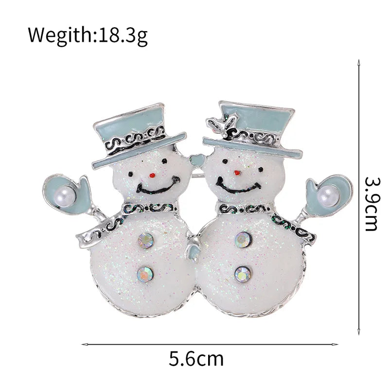 Fashion Christmas Snowman Sweet Trendy Brooches for Girls Stylish Glamorous Cartoon Pins Jewelry for Women Ladies Accessories