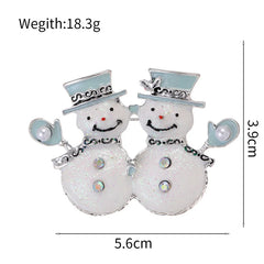 Fashion Christmas Snowman Sweet Trendy Brooches for Girls Stylish Glamorous Cartoon Pins Jewelry for Women Ladies Accessories