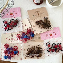Fashion Heart Shaped Plaid Scrunchies for Baby Girls Mini Simple Sweet Cute Hair Ties for Kids Child Hair Accessories in Stock