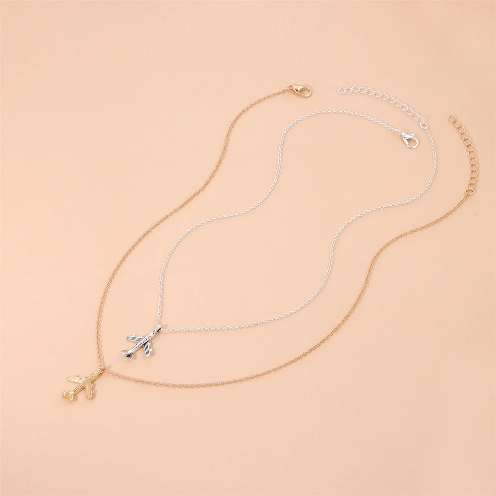 Fashion Simple Airplane Necklaces for Girls Sweet Minimalistic Charms Jewelry for Women Ladies Female Accessories Wholesale