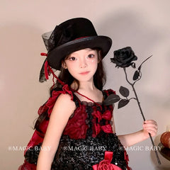 2025 Halloween Vintage Fashion Lace Bowknot Head Band for Baby Girls Hat Witch Queen Hair Band for Kids Child Hair Accessories