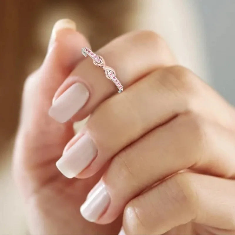 Hot Mujer Lucky 8-shaped Zirconium Ring Women's Fashionable Simple Style Customizable Rings Affordable Luxury Jewelry Accessory