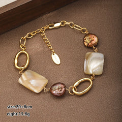 Fashion Baroque Pearl Shell 18K Gold Plated Bracelets for Girls Boho Trendy Jewelry for Women Ladies Wholesale Low MOQ Bulk