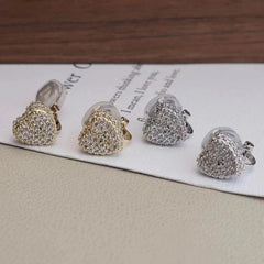 Ladies Heart Shape Imitation Pearl Small Clip-on Earring Fashion Glitter Affordable Wholesale High Quality Jewelry Accessories