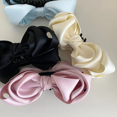 Elegant Cute Classic Banana Hair Clips for Women Princess French Style Bowknot Hair Accessories Solid Color Made Plastic Fabric