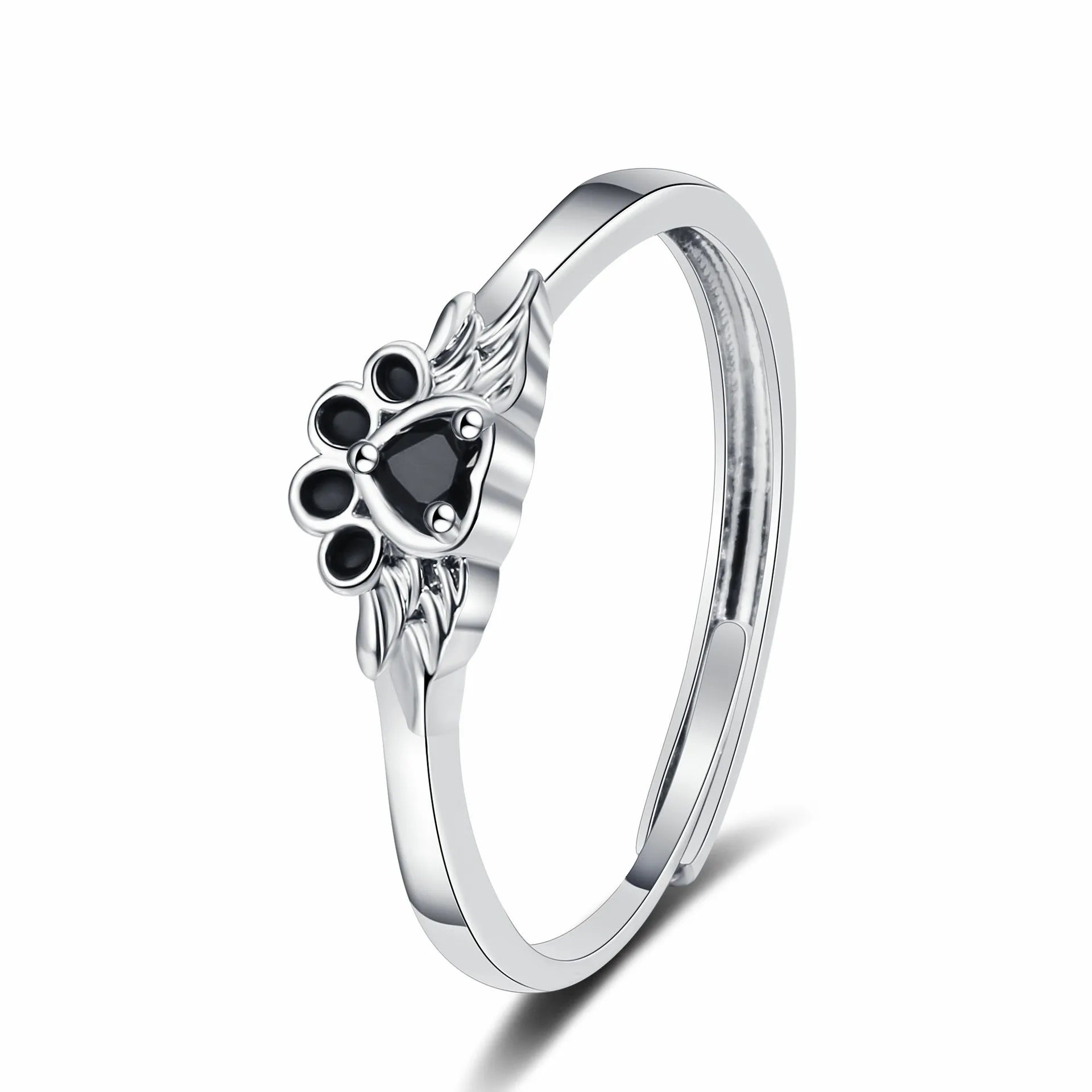 Cute Black Paw Rings Korean Style Personalized Opening Adjustable Small Animal Ring Women Fashion Dainty Accessories Wholesale
