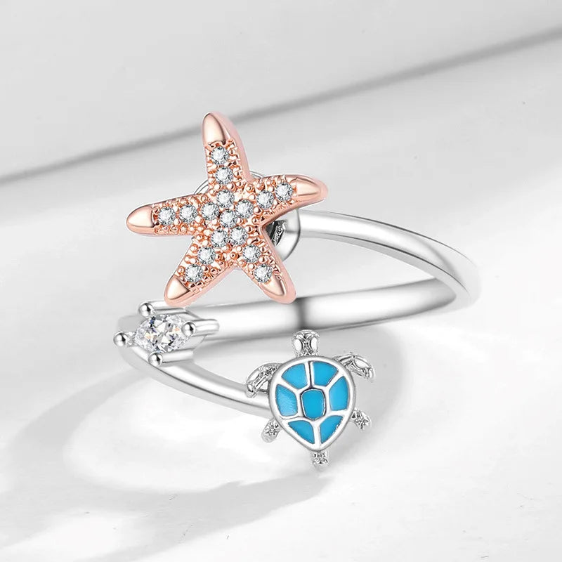 Best Seller Turtle Star Rotating Rings Fashionable Cute Stress-relieving Anxiety-alleviating Rings Women Accessories Wholesale
