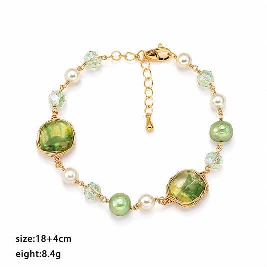 Fashion Freshwater Pearl Crystal Sweet Bracelets for Girls Trendy Elegant Jewelry for Women Ladies Wholesale China Factory