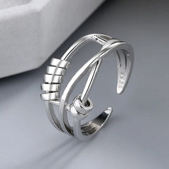 Women's Light Luxury Transfer Bead Hip-hop Open Ring Geometric Minimalist Adjustable Rings Modern Fashion Jewelry Gift Wholesale