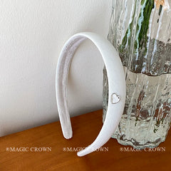 Hot Sale Fabric Solid Color Wide Alloy Headbands Classic Elegant Fashion Heart Decorative in Stock Hairbands Accessory for Kids