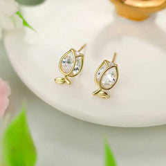 Sweet Imitation Pearl Flower Floral Drop Earrings for Girls Cute Dainty Rhinestone Jewelry for Women Ladies Accessories Chic
