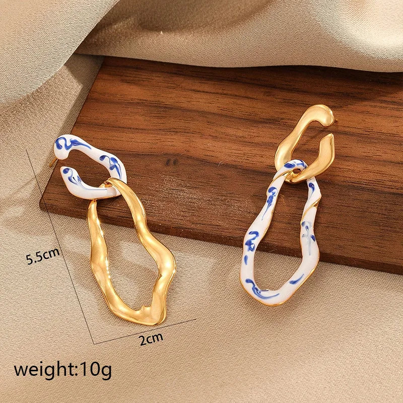 Fashion Copper 18K Gold Plated Drop Earrings for Girls Trendy Elegant Jewelry for Women Ladies Wholesale Chinese Factory Bulk