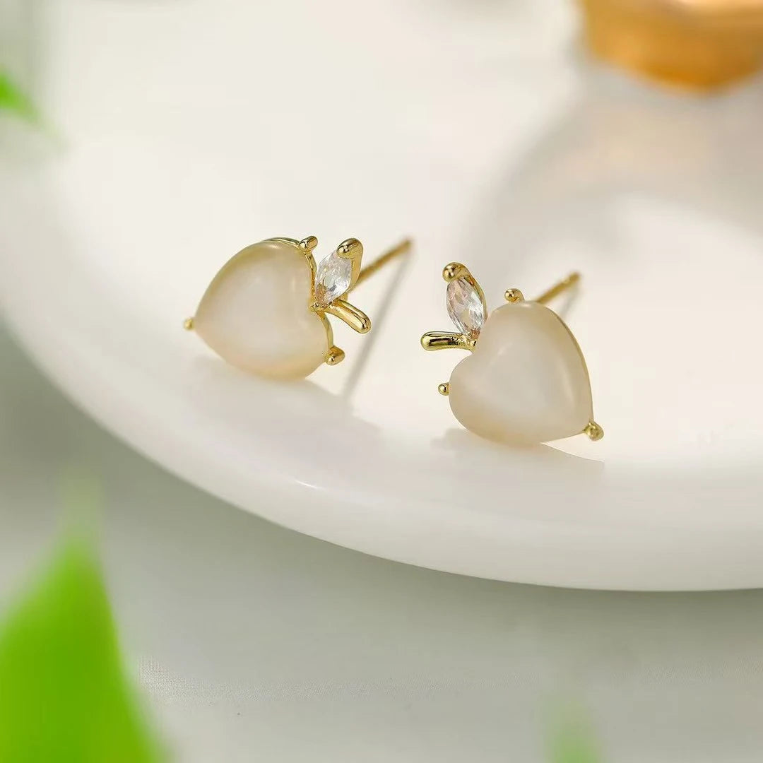 Female Heart Leaf Bow Shape Small Mini Stud Earring Fashion Elegant Simple High Quality Wholesale Daily Jewelry Accessories