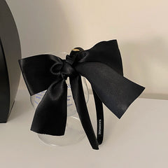 Hot Sale Black Solid Color Large Fabric Bowknot Hairbands Fashion Elegant Wholesale in Stock Headbands Accessories for Women
