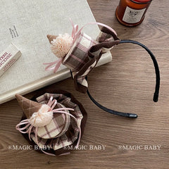 Chic Plaid Birthday Cake Headband Chic Fashionable Sweet Hair Accessories for Baby Girls and Kids Chic