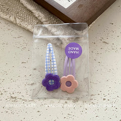 Minimalistic Plaid Flower Snap Hair Clips for Baby Girls Cute Sweet Kids Hair Accessories Made of Alloy Stock