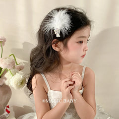 Exaggerated Luxurious Feather Glitter Hair Clips for Baby Girls Fashion Sweet Cute Alligators for Kids Child Hair Accessories