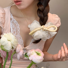 2025 Hot Sale Elegant Scunchies Solid Color Ribbon Bowknot Hair Ties for Women & Girls Classic Fashion & Sweet Style Accessory