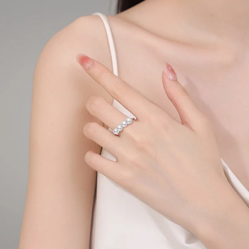 Imitation Pearl Opening Adjustable Rings Women Niche High-end Retro Elegant InstaStyle Trendy Index Finger Rings Accessories
