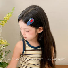 Sweet Cute Animals Cat Fruits Kitty Hair Clips for Baby Girls Heart Shaped Snap Clips for Kids Children Hair Accessories Cherry