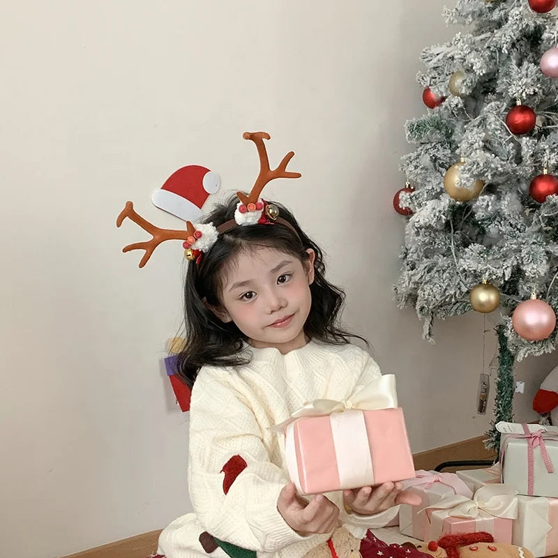 Christmas Children Head Bands Sweet Cute Cartoon Large Deer Hairbands for Baby Girls Wholesales New Christmas Hair Accessories