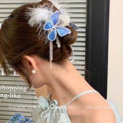 Butterfly Elegant Luxurious Glitter Hair Claw Clips for Girls Feather Princess Style Haarspange for Women Lady Hair Accessories