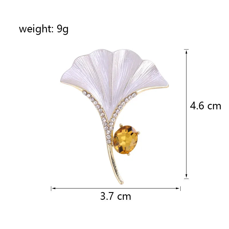 Fashion Plants Gingko Elegant Sweet Brooches for Girls Trendy Stylish Vintage Jewelry for Women Ladies Accessories Wholesale