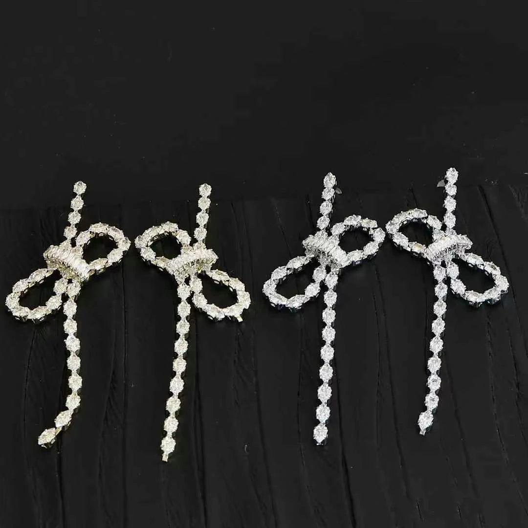 Female Star Bowknot Decorative Drop Earring Exaggerated Fashion Sparking Dainty Charms Bulk Jewelry Accessories for Women Daily