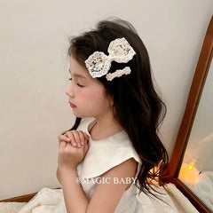 Fashion Solid Color Lace Bowknot Snail Hair Clips for Baby Girls Kawaii Cute Alligators Elegant Hair Accessories for Kids Child