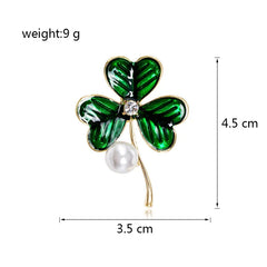 Fashion Sweet Elegant Trendy Clover Plants Brooches for Girls Luxury Glitter Cute Jewelry for Women Ladies Accessories Female