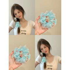 Sweet Cute Lustrous Glitter Scrunchies for Girls Goldfish Elegant Fashion Hair Ties for Women Ladies Hair Accessories Stylish
