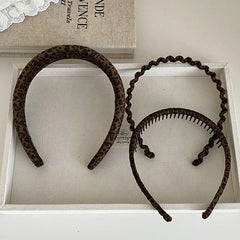 Women Brown Crom Wide Slim Hairbands Fashion Vintage Chic Autumn Winter Headbands Scrunchies Set Accessories for Female Causal