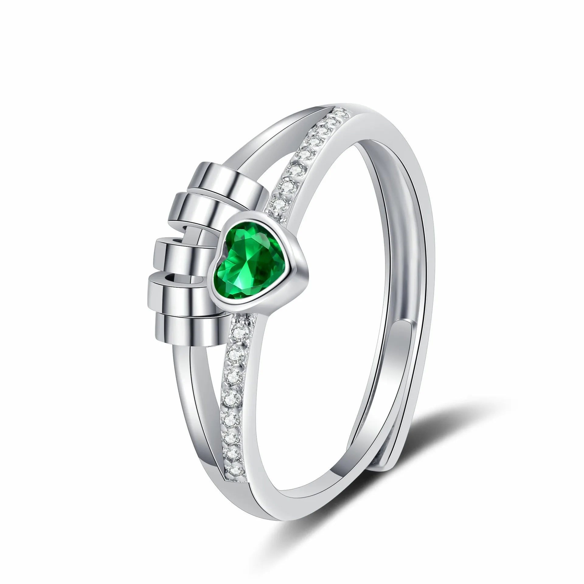 Hot Sale Heart-shaped Rotating Rings Zircon-encrusted Double-layer Lines Personality Ring for Women Europe American Accessories