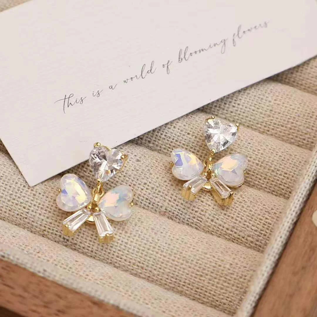 Ladies New Design Bow Flower Decorative Small Drop Earring Fashion Elegant Graceful Glamorous Wholesale Jewelry Accessories