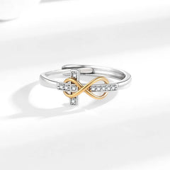 Gold and Silver Cross Infinity Open Rings Women Adjustable Faith Promise Ring with Cubic Zirconia Christian Jewelry Wholesale